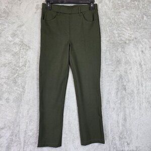 Quince Pants Womens Small Petite Green Ponte Pull On Straight Leg Dress Work